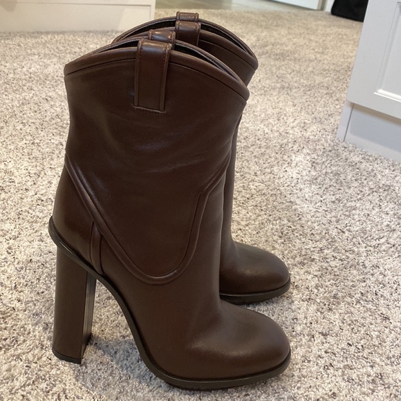 Gucci Lifford Cocoa dark brown leather boots 37.5 7 7.5 GG - Picture 5 of 16